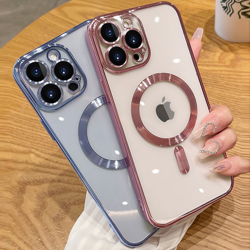 Hülle Chrom Transparent Magnethülle für Magsafe