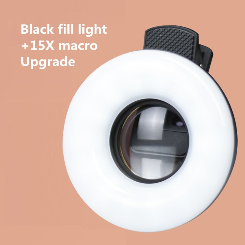 Macro Lens for Mobile with Ring Light Selfie LED